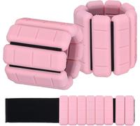 TOPESCT Wearable Wrist Ankle Weights Set of 2(1 lb/2 lbs Each),Adjustable Arm Weighted Bracelet for Strength Training Walking Running Pilates Jogging Yoga (Pink, 1lb/each)