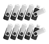 TOPESEL 10 Pack 16GB USB 2.0 Flash Drive Memory Stick Fold Storage Thumb Stick Pen Swivel Design (16G, 10PCS, Black)