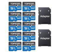TOPESEL 64GB Micro SD Card 64GB Class 10 UHS-I High Speed Flash TF Card for Security Camera/Smartphone/Drone/Dash Cam/Tablet/PC, C10, U1, 64GB