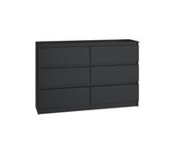 Topeshop Malwa M6 Black 6 Drawer Chest Of Drawers 120 X 75 X 40 Cm