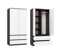 Topeshop Malwa Ss-90 Anthracite White Wardrobe Clothes Storage With Drawers
