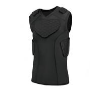 Topeter 6 Pads Football Shirt, Compression Vest with Chest, Rib Protective Padding for Paintball, Basketball M Black