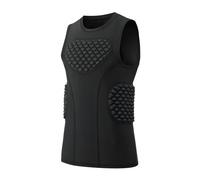 Topeter Men's Football Padded Shirt, Sleeveless Compression Base Layer Undershirt with Chest, Rib, Back Protection Pads Black M