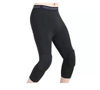 Topeter Padded Compression Pants Knee Padded Capri Leggings Sports Protector Gear Black XL