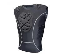 Topeter Padded Compression Shirts with Chest Guard, Rib Protector & Shoulder Pads for Impact Sports S Black