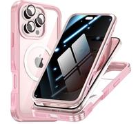 TOPF&B Case compatible with iPhone 16 Pro Max,Magnetic Cover[Compatible with MagSafe],built-in Privacy Screen Protector and Camera Lens Protector,360 Degree Full Body Case for iPhone 16 Pro Max,Pink