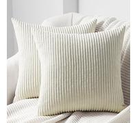 Topfinel 40x40cm Cushion Covers, Corduroy Cushion Cover Set of 2 Throw Pillow Covers for Sofa bed Cushions, Cream Cushion Covers 16inch