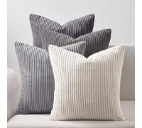 Topfinel 45x45 Cushion Covers, Fluffy Sofa Cushion Covers, Grey Modern Decor Pillowcases 18 x 18 inches Set of 4 Soft Corduroy Scatter Cushions Bed Throw