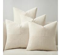 Topfinel Corduroy Cream Cushion Covers 45x45 Decorative Throw Pillow Covers Square Cushion Case Home Boho Decor Pillow Cases for Sofa Bedroom 18x18 Set of 4