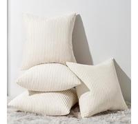 Topfinel Cushion Covers 40x40cm Sofa Bed Cream Cushion Covers Corduroy Scatter Decorative Cushions For Bedroom Set of 4 fluffy Cushion Cover 16x16