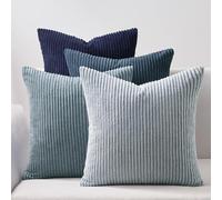 Topfinel Cushions 45cm x 45cm Blue Living Room Accessories Fluffy Cushion Covers 18x18 Set of 4 for Sofa Livingroom Bed Throw Scatter Cushions Soft Corduroy Pillow Cover for Bedroom