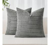 Topfinel Dark Grey Corduroy Cushion Covers 40x40 cm 16x16 Inch Pack of 2 Decorative Throw Pillow Cases with Invisible Zipper Soft Sofa Cushion Covers for Living Room Bedroom Sofa Bed