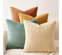 Topfinel Decorative Throw Pillow Covers Cushion Cases, Set of 4 Soft Velvet Modern Double-Sided Designs, Mix and Match for Boho Farmhouse Fall Home Decor (18x18 inch, Orange/Teal)