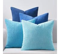 Topfinel Decorative Throw Pillow Covers Cushion Cases, Set of 4 Soft Velvet Modern Double-Sided Designs, Mix and Match for Home Decor, Pillow Inserts Not Included (22x22 inch, Blue)