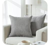 Topfinel Grey Cushion Covers 35cm x 35cm Chenille Pillow Cover Soft Square Plain Decorative 14x14 Inches Throw Pillowcases for Sofa Bed Bedroom livingroom with Invisible Zipper Set of 2