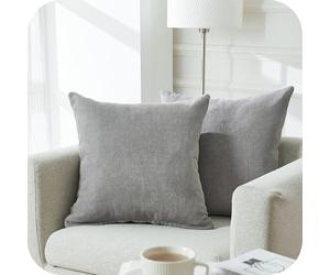 Topfinel Grey Cushion Covers 45cm x 45cm Chenille Pillow Cover Soft Square Plain Decorative 18x18 Inches Throw Pillowcases for Sofa Bed Bedroom livingroom with Invisible Zipper Set of 2