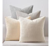 Topfinel Neutral Cushion Covers 40 x 40 CM Living Room Cushions with Covers Soft Corduroy Cushion Cover 16X16 inch Fluffy Throw Pillowcases for Bed Square Scatter Cushions Set of 4