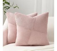 Topfinel Pink Cushion Covers 50x50 cm 20x20 Inch Set of 2 Corduroy Patchwork Pinwheel Throw Pillow Cases with Invisible Zipper Decorative Sofa Cushion Covers for Living Room Bedroom Sofa Bed