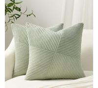 Topfinel Sage Green Cushion Covers 40x40 cm 16x16 Inch Set of 2 Corduroy Patchwork Pinwheel Throw Pillow Cases with Invisible Zipper Decorative Sofa Cushion Covers for Living Room Bedroom Sofa Bed