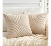 Topfinel Tan Cushion Covers 50x50 cm 20x20 Inch Set of 2 Corduroy Patchwork Pinwheel Throw Pillow Cases with Invisible Zipper Decorative Sofa Cushion Covers for Living Room Bedroom Sofa Bed
