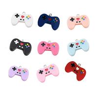 Topflier Colorful Game Controller Charms Game Controller Resin Pendants For DIY Jewelry Making, S, Zinc, No Gemstone