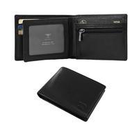 TOPFORGES Mens Wallet Genuine Leather RFID Wallet for Men Bifold Slim Minimalist Includes 2 ID Windows Zipper Coin Pouch Fits Front Pocket, Black, M, Minimalist