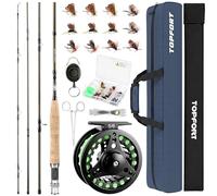 TOPFORT Fly Fishing Rod and Reel Combo Starter Kit, 4 Piece Lightweight Ultra-Portable Graphite Fly Rod Complete Starter Package with Carrier Bag (5/6# 2.7m Fishing Rod and Reel Combo)