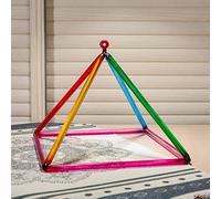 TOPFUND 12 inch Vibrant Rainbow Quartz Singing Pyramid with Protective Faux Leather Case and Suede Mallet