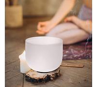 TOPFUND 432 Hz B Note Crystal Singing Bowl Crown Chakra 8 inch with Artificial Leather Carrying Case and Singing Bowl Mallet Suede Striker