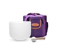 TOPFUND 432 Hz B Note Crystal Singing Bowl Crown Chakra 8 inch with Heavy Duty Carrying Case and Singing Bowl Suede Striker