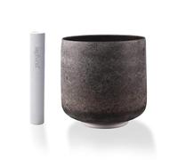 TOPFUND 440Hz C Note Moldavite Fusion Crystal Singing Bowl Root Chakra 8 inch with Heavy Duty Carrying Case and Singing Bowl Mallet Suede Striker