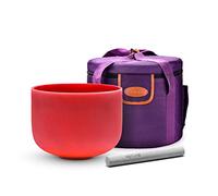 TOPFUND 8" 432Hz C# Note Red Crystal Singing Bowl Adrenals Chakra with Artificial Leather Carrying Case and Suede Mallet