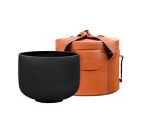 TOPFUND 8 Inch 432Hz Black F Note Crystal Singing Bowl Heart Chakra with Durable Carrying Case and Suede Striker Mallets