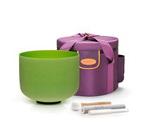 TOPFUND Aqua Green F# Note Crystal Singing Bowl Thymus Chakra 10 inch with Heavy Duty Carrying Case and Singing Bowl Rubber Mallet and Suede Striker
