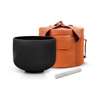 TOPFUND Black 440 Hz A Note Crystal Singing Bowl 8 inch Third Eye Chakra Sound Healing Instrument with Artificial Leather Carrying Case