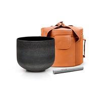 TOPFUND Black G Note Crystal Singing Bowl Throat Chakra 8 inch with Artificial Leather Carrying Case and Singing Bowl Mallet