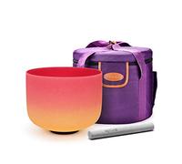 TOPFUND C Note Red Orange Crystal Singing Bowl 10 inch Root Chakra Sound Healing Meditation Instrument with Heavy Duty Carrying Case