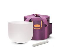 TOPFUND C Note Root Chakra Crystal Singing Bowl 8 inch with Heavy Duty Carrying Case and Suede Striker
