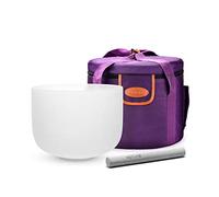 Topfund D Note, Rainbow Crystal Singing Bowl, Sacral Chakra, 25.4 cm Bowl with Heavy Duty Carrying Case and Singing Bowl Suede Striker