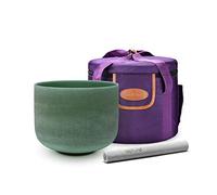 TOPFUND Emerald Fusion F# Note Crystal Singing Bowl Thymus Chakra 10 inch with Heavy Duty Carrying Case and Singing Bowl Mallet Suede Striker
