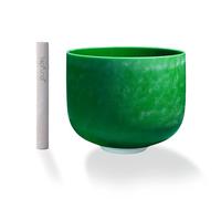 TOPFUND Emerald Fusion F# Note Crystal Singing Bowl Thymus Chakra 10 Inch with Suede Mallet