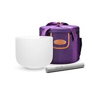 TOPFUND F Note Crystal Singing Bowl Heart Chakra 10 inch with Heavy Duty Carrying Case and Singing Bowl Mallet Suede Striker