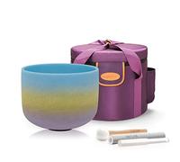 Topfund G Note, 25.4 cm, Rainbow Crystal Singing Bowl, Throat Chakra Bowl with Heavy Duty Carrying Case and Singing Bowl Mallet, Suede Striker