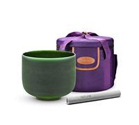 TOPFUND Green F Note Crystal Singing Bowl Heart Chakra 10 inch with Heavy Duty Carrying Case and Suede Mallet