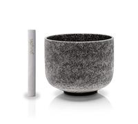 TOPFUND Obsidian Infused 432 Hz D Note Crystal Singing Bowl 10 inch Sacral Chakra with Heavy Duty Carrying Case and Suede Mallet