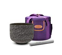 TOPFUND Obsidian Infused C Note Crystal Singing Bowl 8 inch Root Chakra with Heavy Duty Carrying Case and Suede Mallet