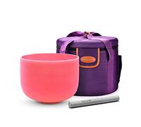 TOPFUND Pink F Note Crystal Singing Bowl 10 inch Heart Chakra with Heavy Duty Carrying Case and Suede Mallet