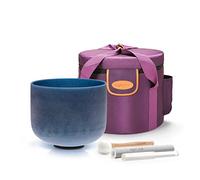 TOPFUND Sapphire Fusion 440Hz D Note Crystal Singing Bowl Sacral Chakra 10 Inch with Heavy Duty Carrying Case and Suede Mallet