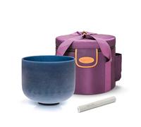 TOPFUND Sapphire Fusion Perfect Pitch F Note Crystal Singing Bowl Heart Chakra 10 inch with Heavy Duty Carrying Case and Suede Striker