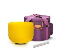 TOPFUND Yellow E-Note Quartz Crystal Singing Bowl, Solar Plexus Chakra, 20.3 cm Bowl with Heavy Duty Carrying Bag, Suede Striker, O-Ring